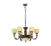Ronyme Lustre miniature à l'échelle 1/12, modèle de lampe suspendue, accessoires de jeu de simulation pour la maison, fournitures de décor de jouets, bronze