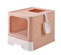 Ronyme Maison de Toilette pour Chat Bac à Litière Litière Fermée Toilette pour Chat Conception Fermée pour Contenir Odeurs et Poussières Tiroir Coulissant, 藕荷粉, 50 41 40cm
