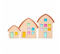 Ronyme Maison en Bois Enfants Blocs de Construction Ornement de Table Décoration de Village avec Panneaux Acryliques Lumineux Convient au Salon Chambre Bureau Table Basse