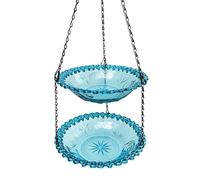 Ronyme Mangeoire pour Oiseaux Bain Oiseaux Suspendue Décoration Extérieure Double Usage Chaîne Légère Installation Rapide Adaptée pour Détente Fenêtre Jardin, Bleu, Bleu, Double Couche
