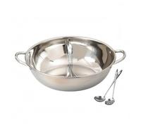 Ronyme Marmite à Double Compartiment en Acier Inoxydable Structure Ronde Robuste Séparateur Central pour Deux Recettes, 36 Cm, Pot À Fondue Mandarin Sans Couvercle Pour 7 À 10 Personnes