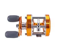 Ronyme Moulinet de Pêche Rond Guide de Ligne Frein Étoile Châssis Métallique Solide avec Système de Récupération Efficace et Réglage de Tension Convient à, Doré, CL60 Main Droite