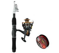 Ronyme Moulinet de Pêche Télescopique Associé Canne Structure Carbone Confortable Mécanisme Rétractable Adapté aux Pêcheurs Débutants Activités en Plein Air, kit Complet Canne à pêche lure