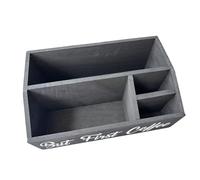 Ronyme Organisateur de table à café, porte-capsules de café, boîte de rangement rustique en bois avec compartiments pour sachets de sucre, Gris