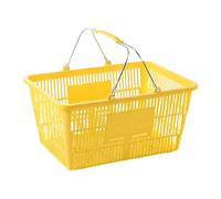 Ronyme Panier de Courses avec Poignée Métal, Panier Supermarché en Plastique Renforcé, Grande Capacité, pour Commerce, Épicerie et Rangement Maison, Rectangulaire, 42x30 cm, Jaune