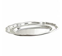 Ronyme Plateau Service Ovale en Acier Inoxydable Brossé Rebord Relief Élégant pour Présenter ts sserts Pâtisseries Collations sur Table Salle à Manger, Grand