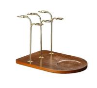 Ronyme Porte Bouteille de Vin Support Verres à Pied Égouttoir Rangement Casier Présentoir en Bois et Métal à Base Stable avec Zone Encastrée pour Gain de Place Convient à Accueil Fête à la Maison