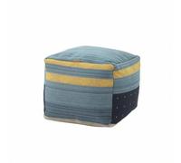 Ronyme Pouf Carré de Sol Coussin Ottoman Tabouret Repose Pieds Siège Cube Rempli Billes Housse Tissée Confort Collectif Adapté au Salon Chambre Lecture Accueil Invités, 42 42 33cm, Étoile Bleue