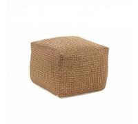 Ronyme Pouf Carré de Sol Coussin Ottoman Tabouret Repose Pieds Siège Cube Rempli Billes Housse Tissée Confort Collectif Adapté au Salon Chambre Lecture Accueil Invités, 42 42 33cm, Grille Croisée
