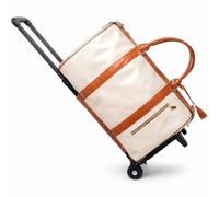 Ronyme Rolling Travel Pack Sac à Dos à roulettes Valise Chariot Bagage Cabine PU avec Poignée Rétractable Poche Frontale Zippée Supérieure Adapté aux Trajets, Array, Beige