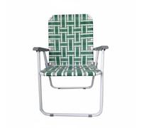 Ronyme Siège Pliant Portable Chaise de Camping Chaise de Plage Fauteuil Extérieur Tabouret Ergonomique Trame Tressée et Structure Acier Soutien du Dos, Green