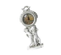 Ronyme Statue d'ange, Horloge de Bureau en résine, Sculpture d'ange, Horloge de Table, Ornement d'amour, Manteau de, Horloge pour Manteau d'armoire, Blanc
