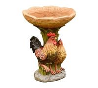 Ronyme Statue de Coq en résine, Station d'alimentation, pelouse, Jardin, Bol de Bain d'oiseaux, Sculpture de Poulet pour clôture de Parc, Balcon