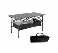 Ronyme Table Pliante de Camping Table de Pique Nique Table de Table d'Extérieur en Alliage d'Aluminium avec Montage Rapide sans Outils et Sac de Transport, Noir, 95CM+Filet