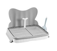 Ronyme Toilettes pour Chiens, bac à litière d'intérieur, Facile à Nettoyer, Robuste, avec Protection Anti-éclaboussures et Colonne, Grille, 57 Cm Gris 14 Mm