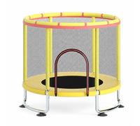 Ronyme Trampoline Intérieur pour Enfant avec Filet Sécurité et Barre d'Appui avec Cadre en Acier Galvanisé et Surface en PP pour Saut dans Une Salle Jeux à Domicile, Jaune