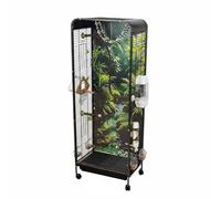Ronyme Volière pour Oiseaux Cage Volière Habitat Spacieux Maison Transparente avec Panneaux Pet Cadre Métal Robuste Roues Fluides Forêt Adaptée aux, Noir, Deluxe