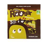 Roo'bar - Barres énergétique Vegan sans Gluten Noisette Enrobées Chocolat Noir - Lot de 3 - encas sportif - snack sain - 100% naturel