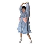 Roobeety Robe de Chambre Femme Polaire Hiver Chaud et Confortable Combinaison Pyjama Longue Kawaii avec Capuche D'animal Mignonne Vêtements de Nuit Moelleuse Grenouillere Femme pour Cosplay
