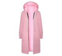 Roobeety Sweats à Capuche Zippés Décontractés pour Femme Veste Tuniques Longues Couleur Unie Manteau avec Cordon de Serrage Cardigan Confort Trench Coat Oversize Blouson Jacket Chaud pour Streetwear