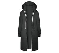 Roobeety Sweats à Capuche Zippés Décontractés pour Femme Veste Tuniques Longues Couleur Unie Manteau avec Cordon de Serrage Cardigan Confort Trench Coat Oversize Blouson Jacket Chaud pour Streetwear
