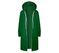 Roobeety Sweats à Capuche Zippés Décontractés pour Femme Veste Tuniques Longues Couleur Unie Manteau avec Cordon de Serrage Cardigan Confort Trench Coat Oversize Blouson Jacket Chaud pour Streetwear