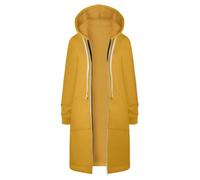 Roobeety Sweats à Capuche Zippés Décontractés pour Femme Veste Tuniques Longues Couleur Unie Manteau avec Cordon de Serrage Cardigan Confort Trench Coat Oversize Blouson Jacket Chaud pour Streetwear