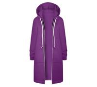 Roobeety Sweats à Capuche Zippés Décontractés pour Femme Veste Tuniques Longues Couleur Unie Manteau avec Cordon de Serrage Cardigan Confort Trench Coat Oversize Blouson Jacket Chaud pour Streetwear
