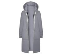 Roobeety Sweats à Capuche Zippés Décontractés pour Femme Veste Tuniques Longues Couleur Unie Manteau avec Cordon de Serrage Cardigan Confort Trench Coat Oversize Blouson Jacket Chaud pour Streetwear