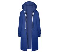 Roobeety Sweats à Capuche Zippés Décontractés pour Femme Veste Tuniques Longues Couleur Unie Manteau avec Cordon de Serrage Cardigan Confort Trench Coat Oversize Blouson Jacket Chaud pour Streetwear