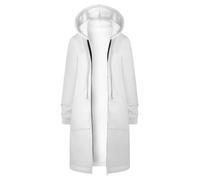 Roobeety Sweats à Capuche Zippés Décontractés pour Femme Veste Tuniques Longues Couleur Unie Manteau avec Cordon de Serrage Cardigan Confort Trench Coat Oversize Blouson Jacket Chaud pour Streetwear