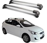 Roof Rack pour Hyundai Solaris Hatchback 2015-2021 Universal Barres de Toit en Aluminium Car Luggage Rack Side Bars Cross Bars pour Porte-vélos de Randonnée et de Camping(2 Pièces)