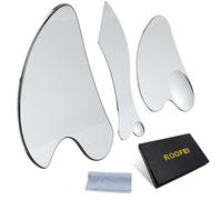 ROOFEI Lot de 3 Pierres Gua Sha en Acier Inoxydable - Outil de Massage pour Façonner la Mâchoire, Réduire le Gonflement et Affiner le Visage - Grattoir de Massage pour Contour