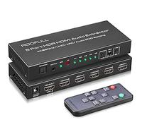 ROOFULL Commutateur HDMI 4K qualité supérieure sortie audio optique et auxiliaire 3,5 mm, sortie 5 en 1 4K @ 60 Hz HDMI 2.0 télécommande, prise en charge ARC, HDR 10, HDCP 2.2, 18 Gbit/s, HDSW0032M1