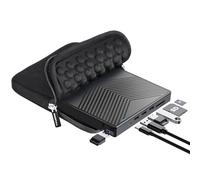 ROOFULL Lecteur CD DVD externe avec 4 ports USB, 2 emplacements pour carte SD et étui