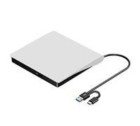 ROOFULL Lecteur de CD DVD externe USB 3.0 et USBC de qualité supérieure pour CDDVD +RW Lecteurgraveur Lecteur optique Compatible avec Windows 10 ordinateur portable, MacBook ProAir, iMac, Mac