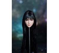 RoofWorld Tête de femme sculptée à l'échelle 1/6, tête de fille asiatique en peau pâle, cheveux raides sculptés noirs pour figurine d'action Phicen TBLeague de 30,5 cm