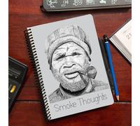ROOGU Carnet de notes DIN A5 * Sifflet Portrait * quadrillé 4x4 mm * 100 feuilles * couverture Wire-O * couverture d'artiste * bloc-notes pour notes & pensées