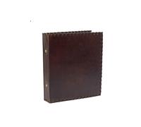 ROOGU Classeur en cuir A5 - Cuir lisse véritable - Fabriqué à la main en Inde - Classeur à anneaux minimaliste - Système à 2 anneaux - Classeur en cuir de buffle pour pochettes transparentes format A5