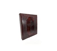 ROOGU Classeur en cuir A5 - Gaufrage croisé * Fait à la main en Inde - Classeur à anneaux en cuir véritable - Classeur à 2 anneaux DIN A5 pour notes et documents * Bible religion église