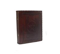 ROOGU Classeur en cuir A5 - Symbole pentagramme - Fabriqué à la main en Inde - Classeur à anneaux en cuir de buffle - Système à 2 anneaux - Mystique et gothique - Classeur à documents pour pochettes