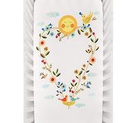 Rookie Humans Draps de berceau en satin de coton à motif floral : Love Blooms, literie moderne pour chambre d'enfant, draps-housses avec motif cœur pour garçons et filles, taille standard (132,1 x