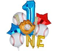 Rookie Of The Year Décorations pour 1er anniversaire de l'année Ballons Numéro 1 en feuille d'aluminium Bleu Ensemble One Gold Premier Anniversaire Fournitures de fête Gant Rond Batte de baseball Ballon Mylar Garçon