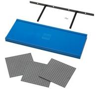 Room Copenhagen Lego Étagère murale, bleue, avec 3 panneaux de construction, étagère flottante, pour chambre d'enfant et décoration murale, étagère pour fans de Lego, 38,5 x 2,5 x 15 cm