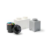 Room Copenhagen Brique de Rangement Lego Multipack S, Boîtes de Rangement empilables, Jeu de 3 (Noir, Gris, Blanc)