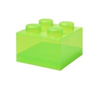 Room Copenhagen LEGO Brique de rangement 4 boutons Vert clair translucide - Boîte de rangement empilable en plastique avec couvercle pour enfants et adultes Organiseur de bureau et boîte à jouets
