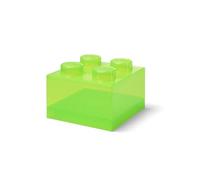 Room Copenhagen LEGO Brique de rangement 4 boutons Vert clair translucide - Boîte de rangement empilable en plastique avec couvercle pour enfants et adultes Organiseur de bureau et boîte à jouets