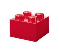 Room Copenhagen Lego Brique de rangement à 4 boutons - Rouge translucide - Boîte de rangement empilable en plastique avec couvercle pour enfants et adultes - Organiseur de bureau et boîte à jouets