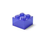 Room Copenhagen LEGO Brique de rangement à 4 boutons Violet pailleté - Boîte de rangement empilable en plastique avec couvercle pour enfants et adultes Organiseur de bureau et boîte à jouets