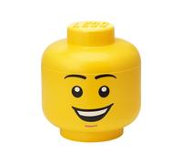 Room Copenhagen LEGO Grande boîte de rangement empilable avec tête de rangement, 8,5 l, jaune, Happy Boy